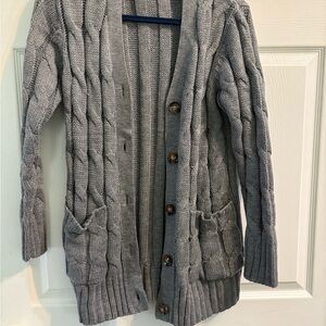 Gray Cable Knit Cardigan